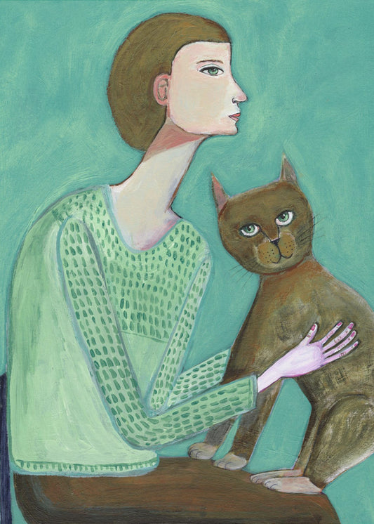 Vrouw met kat | Poster
