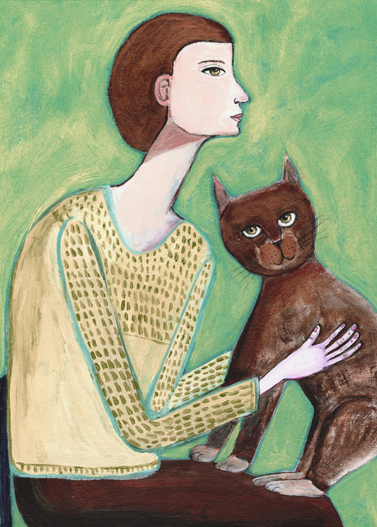 Vrouw met kat | Poster