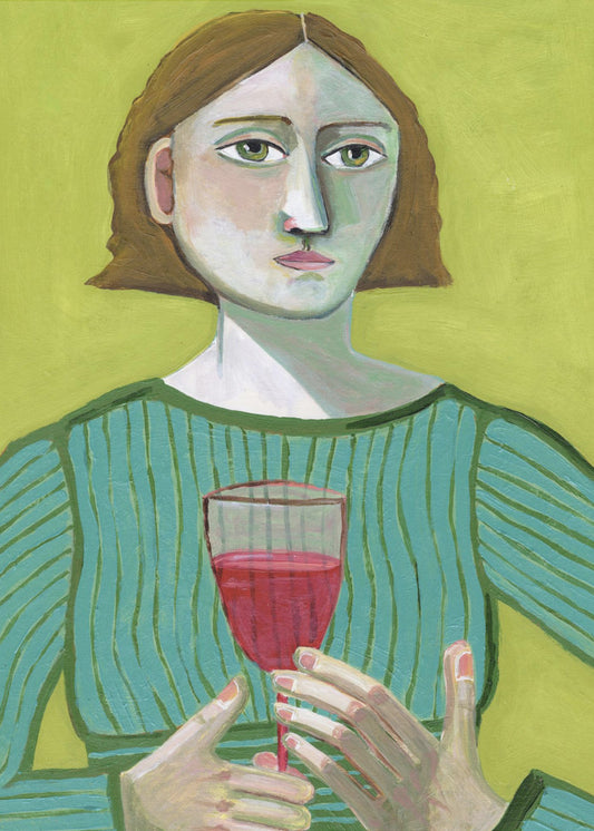 Dame met rode wijn | Poster