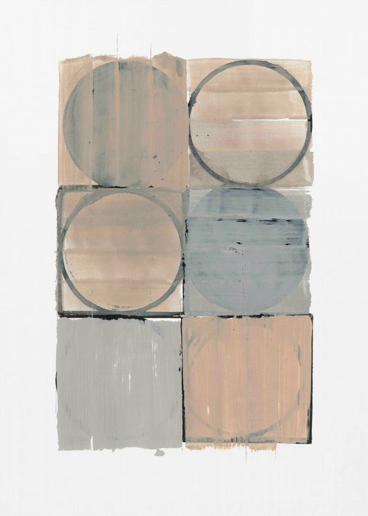 Cirkels in vierkanten nr. 1 | Canvas