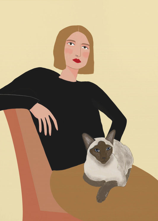 Dame met kat | Poster