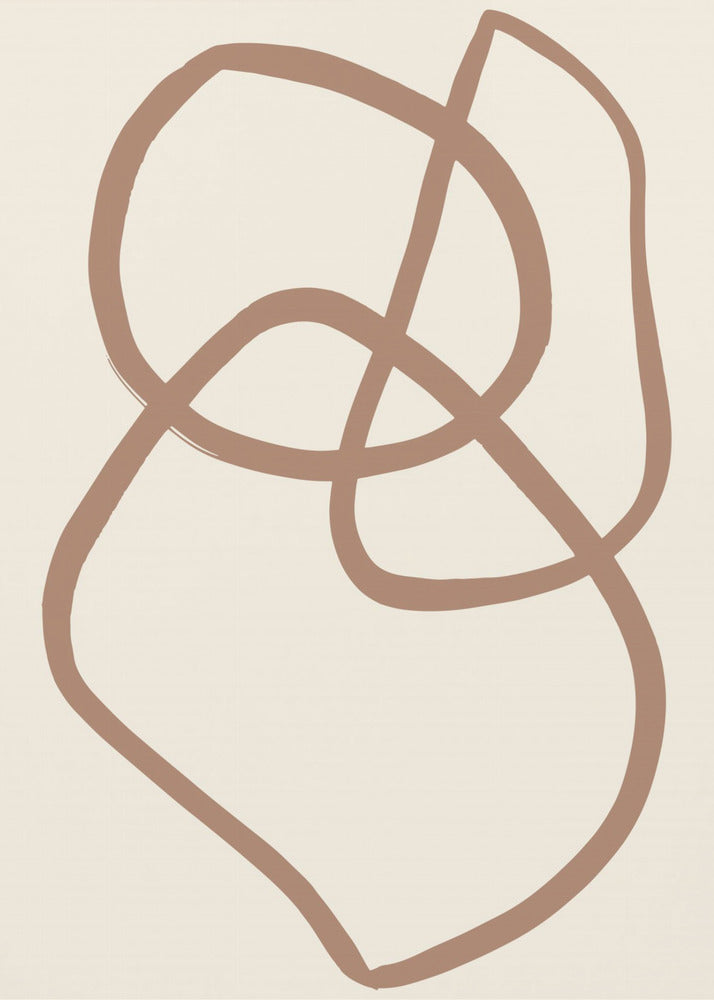 Abstracte lijnen Mocha 5 | Poster