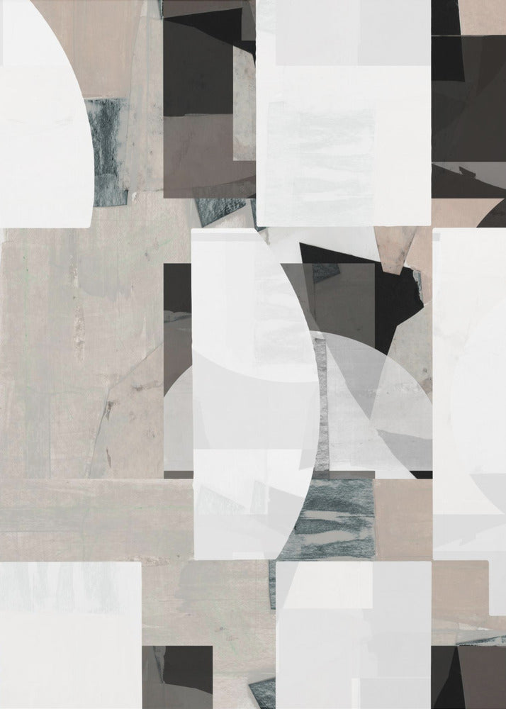 Abstracte Mocha Zwart Wit Compositie Nr. 1 | Poster