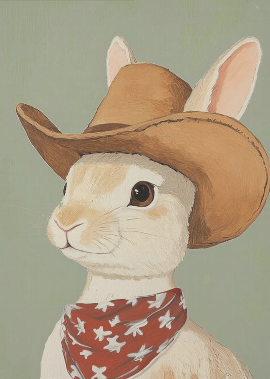 Cowboy Konijn | Canvas