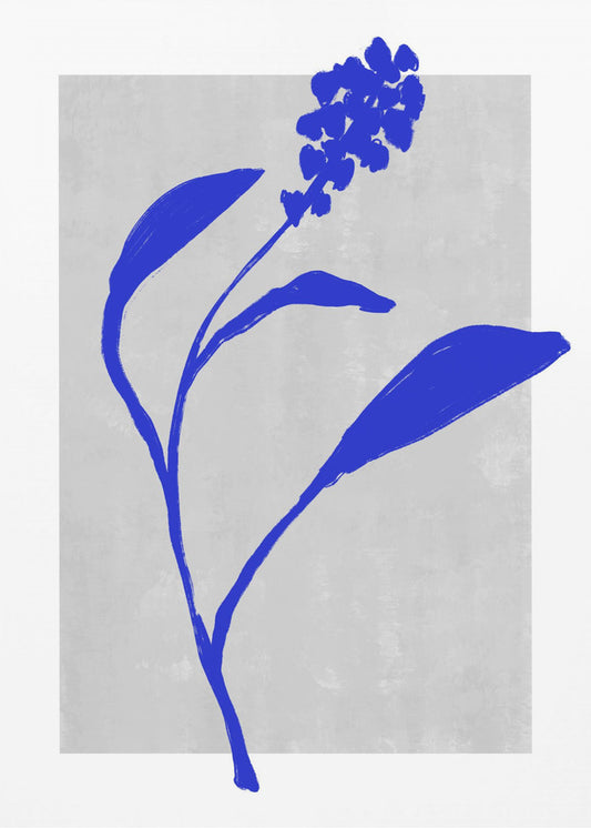 Silhouet van een azuurblauwe bloesem | Canvas