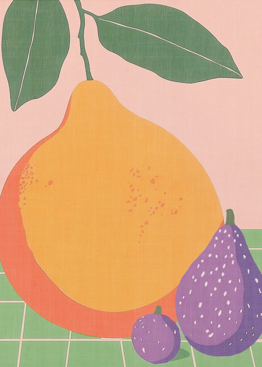Fruitillustratie Peer en Vijgen | Canvas