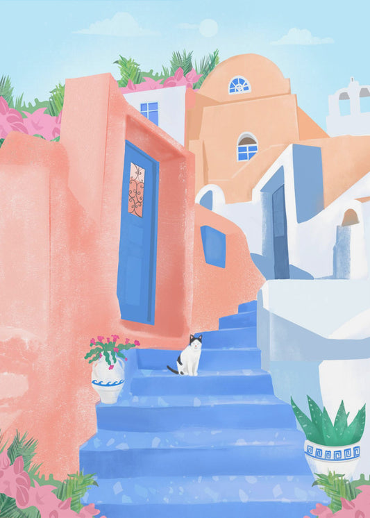 Santorini Straat | Canvas
