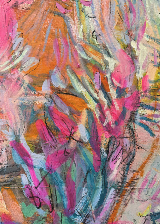 Roze abstracte bloemblaadjes | Canvas