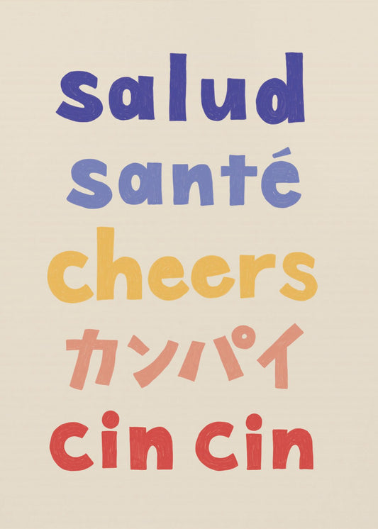 Proost typografie - Salud Santé Proost Kanpai Cin cin | Canvas