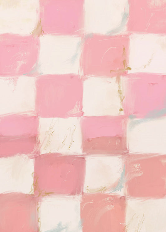 Pastel Geruit Geluk | Canvas