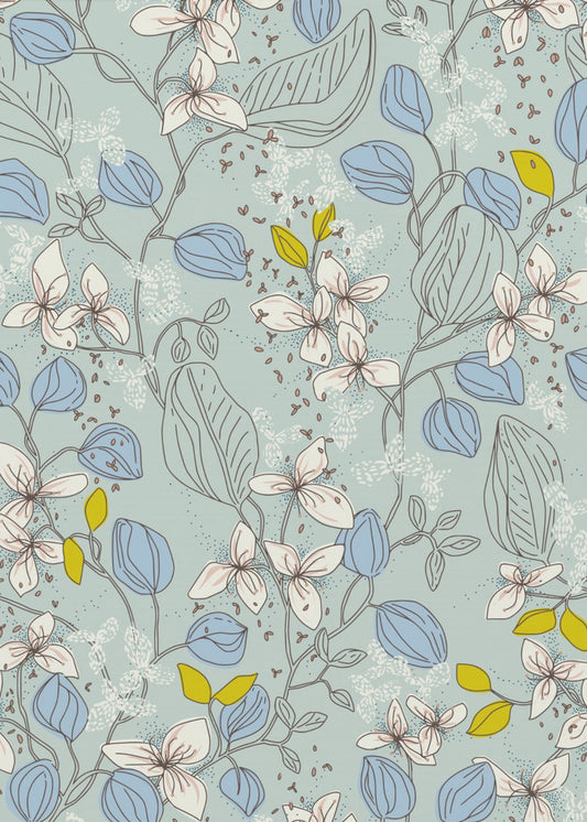 Elegantie in de zomer met een patroon van munt en bloemen | Canvas