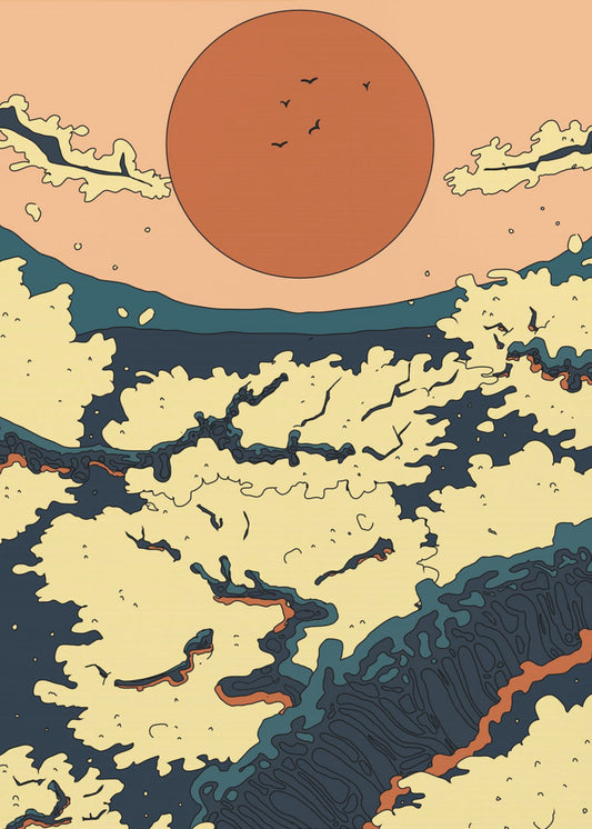 Abstracte Japanse zonsondergang | Canvas
