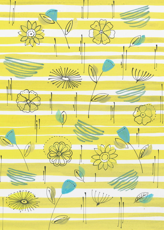 Strepen en bloemen | Canvas