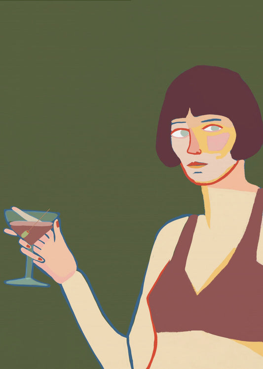 Lady with cocktail martini | Canvas