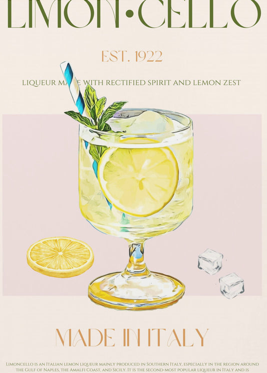 Illustratie van een limoncellodrankje | Canvas
