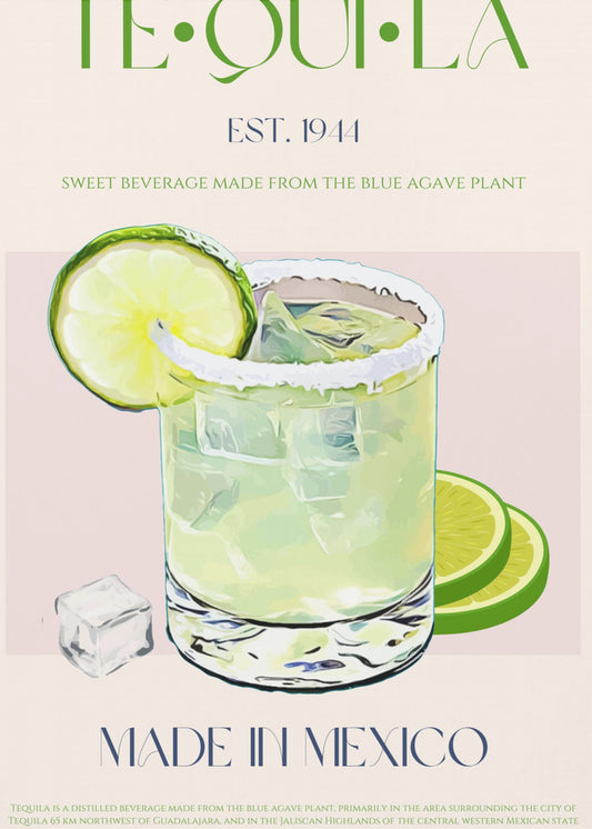 Tequiladrank met limoen en ijs | Poster