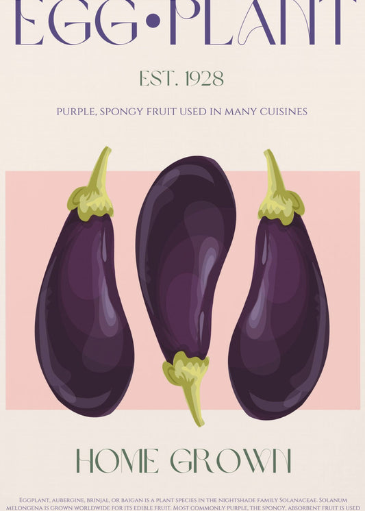 Drie levendige paarse aubergines | Canvas