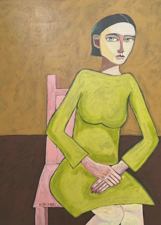 The Good Listener Lady Sitting on Chair | Canvas