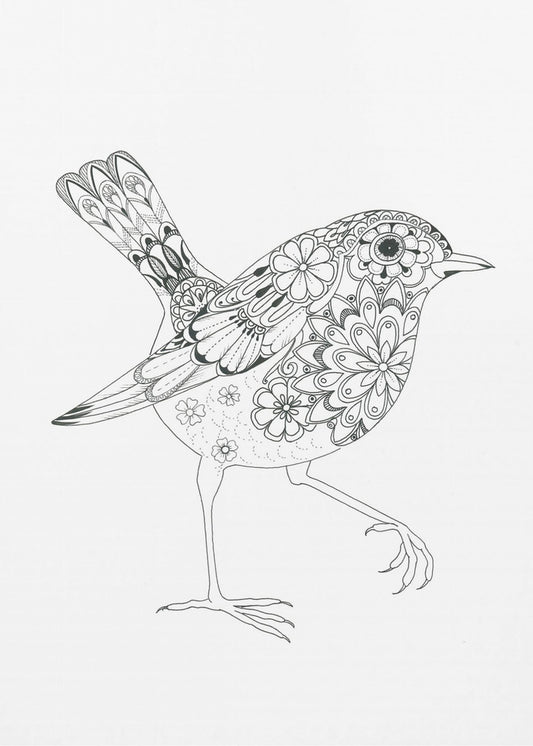 Bloemrijke vogel roodborst | Canvas