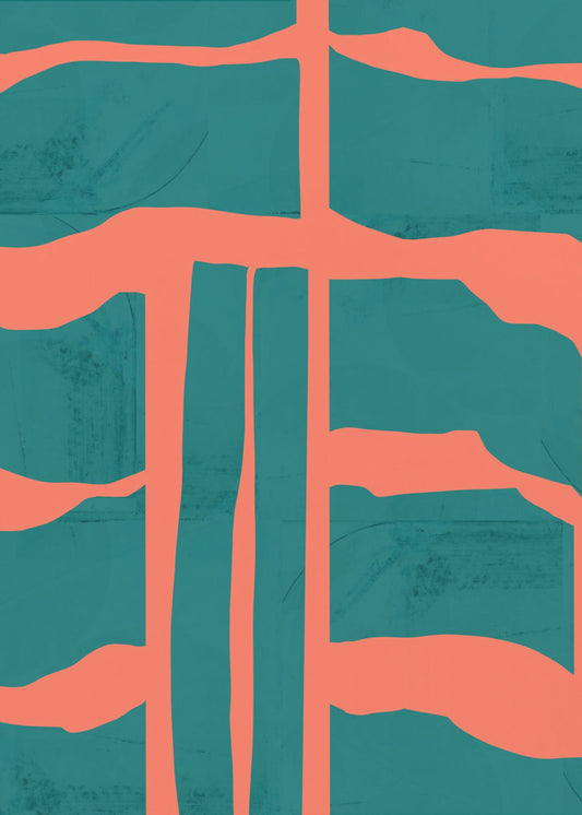 Turquoise &amp; Coral Abstraction 1 | Canvas