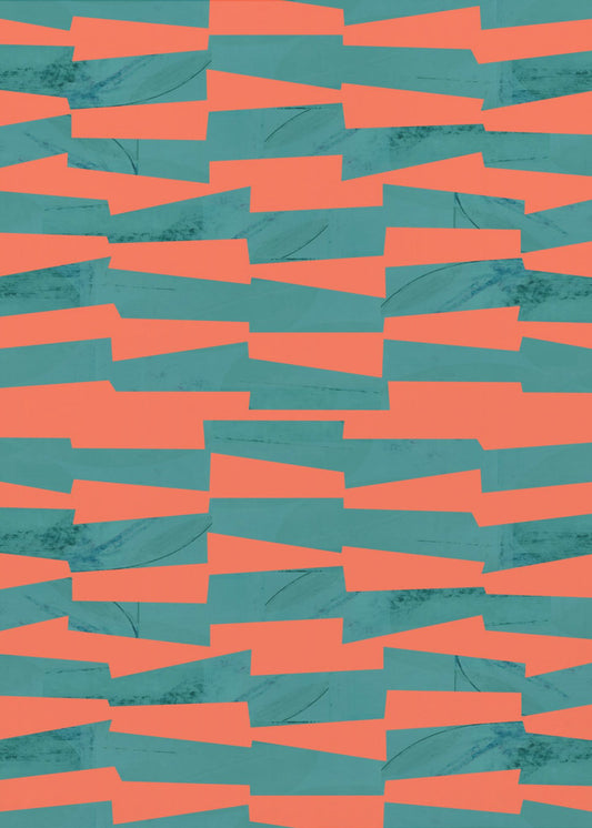 Turquoise &amp; Coral Abstraction 9 | Canvas