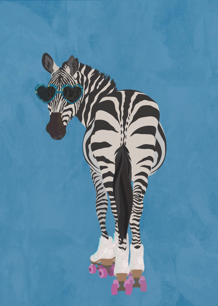 Rolschaatsen Zebra blauw | Poster