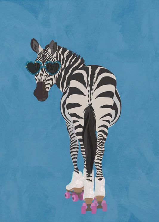 Rolschaatsen Zebra blauw | Canvas