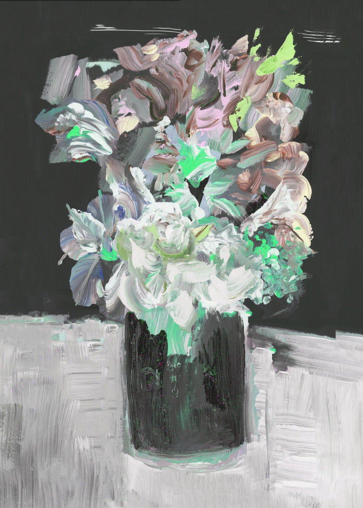 Kleurrijke bloem met vaas | Canvas