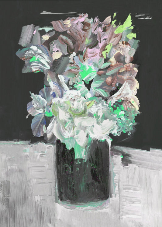 Kleurrijke bloem met vaas | Canvas