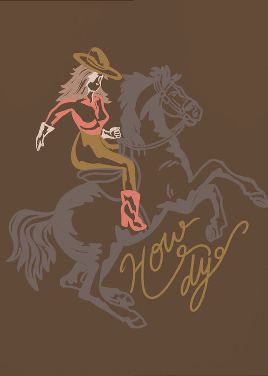 Cowgirl op een steigerend paard | Canvas