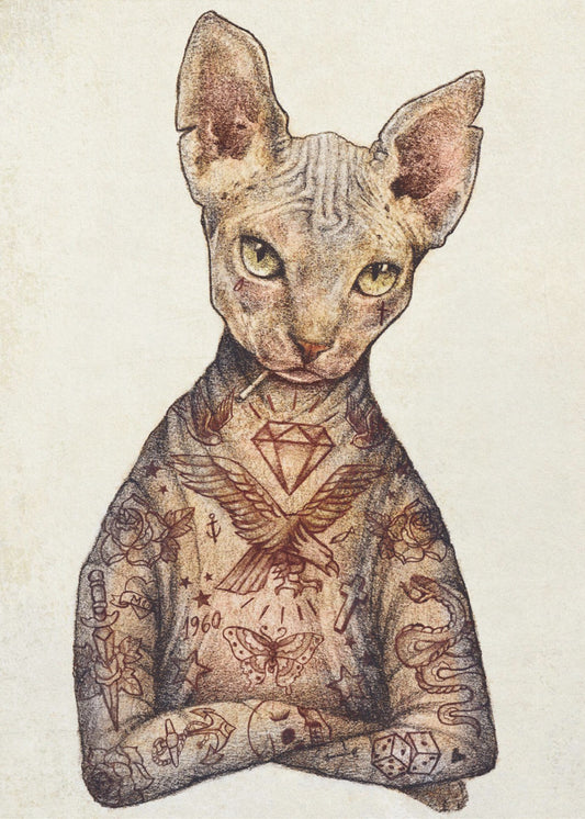 Stijlvolle tatoeage kat | Canvas