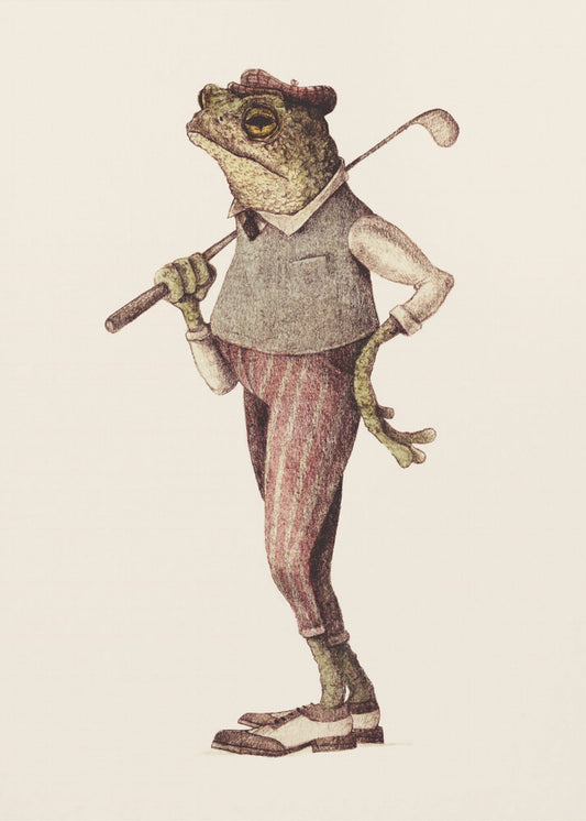 Kikker in vintage golfkleding | Poster