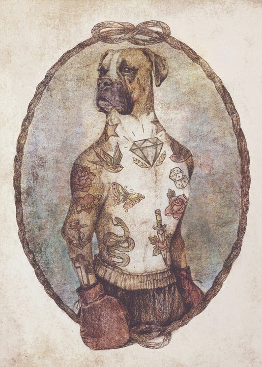 Getatoeëerde Boxer Pup | Poster