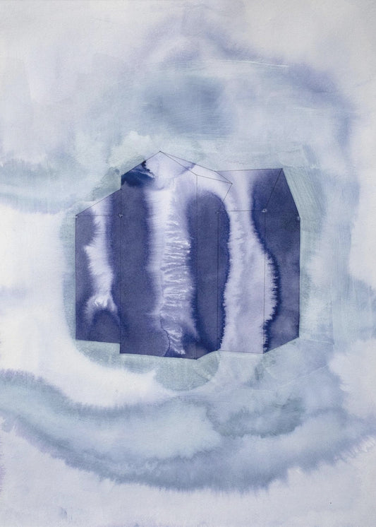 Blauwe en paarse organische vormen | Canvas