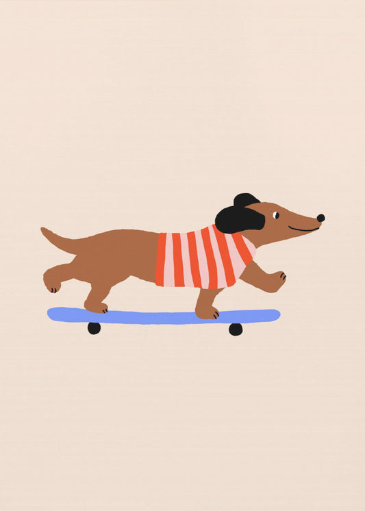 Teckel op skateboard | Canvas