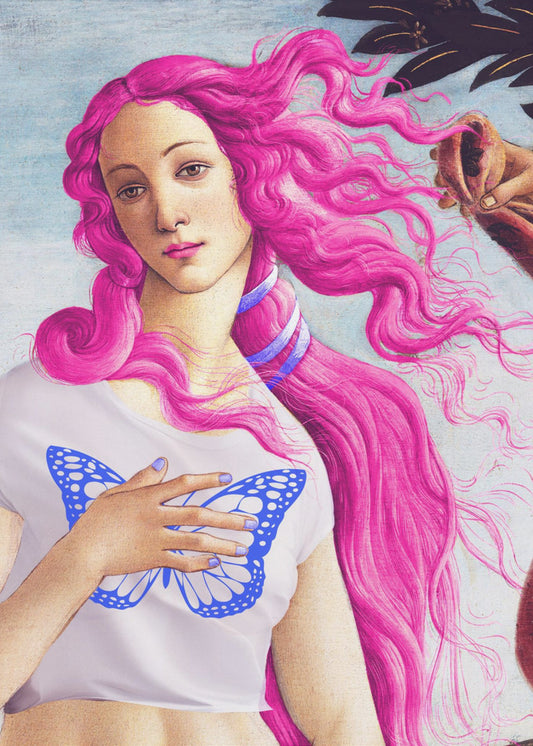 Een figuur met levendig roze haar | Poster