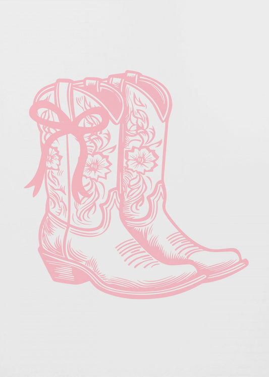 Roze cowgirllaarzen met strik | Poster