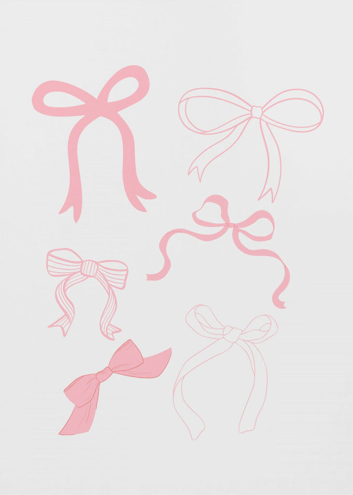 Zes roze strikken in verschillende stijlen | Canvas