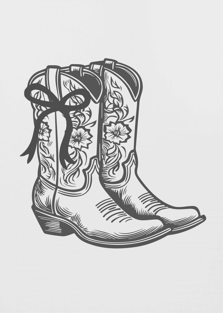 Zwarte cowgirllaarzen met strik | Canvas