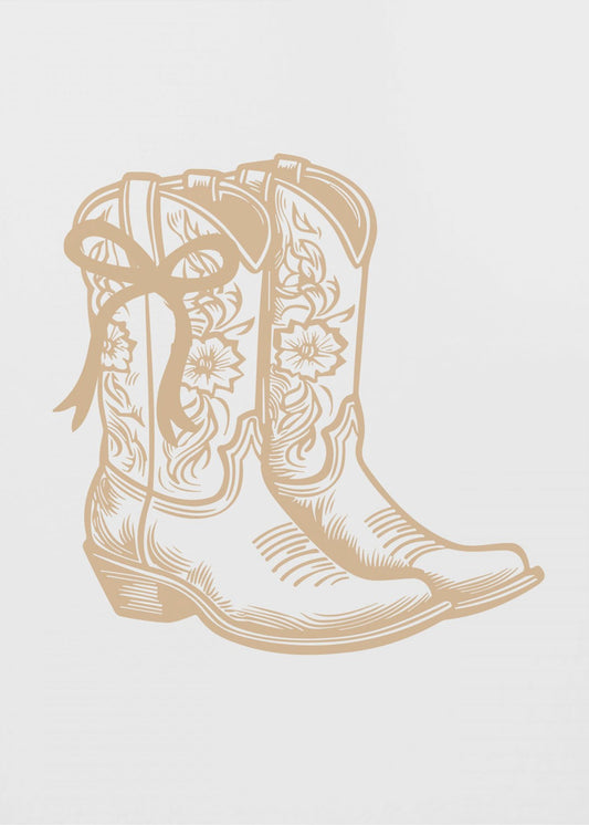 Neutrale cowgirllaarzen met strik | Canvas