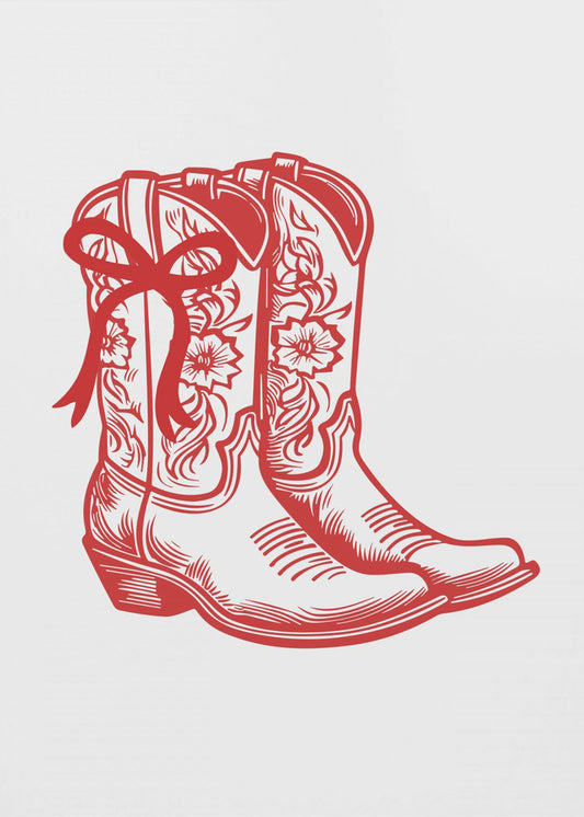 Rode cowgirllaarzen met strik | Canvas