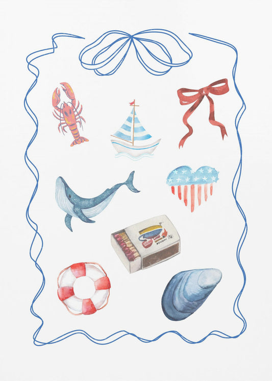 Aquarelkunstwerk met nautisch thema | Poster