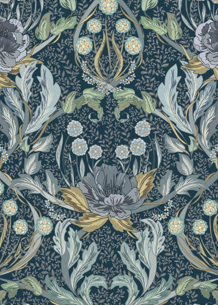 Floral Heritage Morris moonshine blauw patroon | Canvas