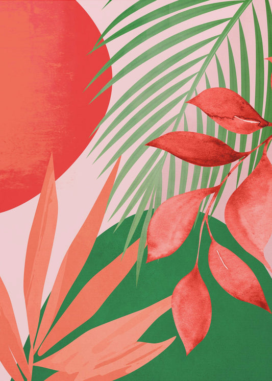 Abstracte kunst tropische tuin | Poster