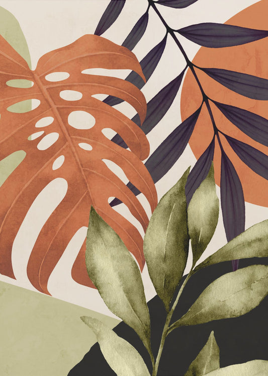 Abstracte kunst tropische bladeren | Poster