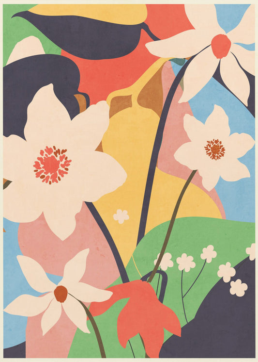 Abstracte kunst Landschap Bloemen | Canvas