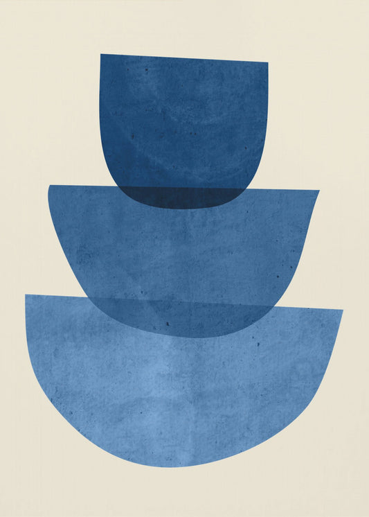 Geometrische abstracte vormen blauw | Canvas