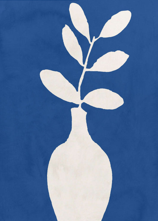Witte vaas en bladeren | Canvas