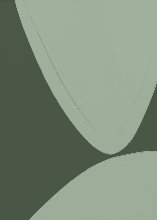 Groene gebogen vormen | Canvas