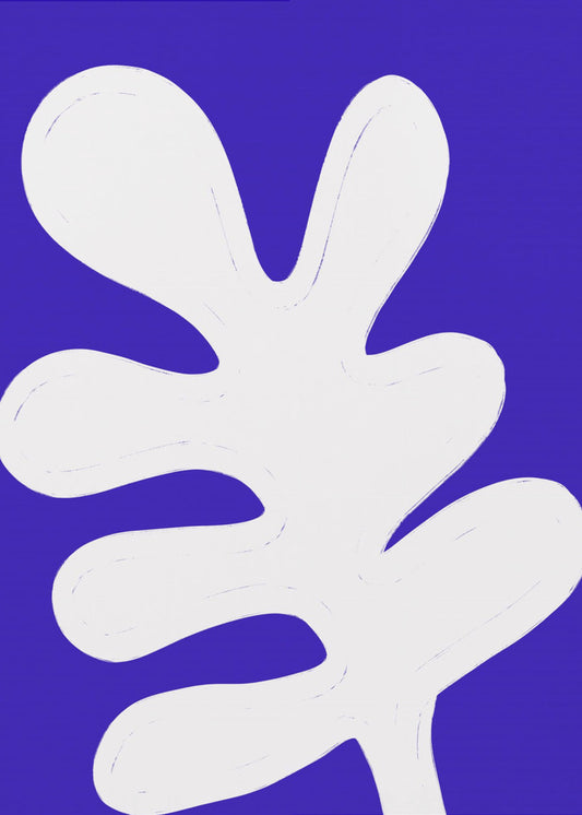 Blad op blauw canvas | Canvas